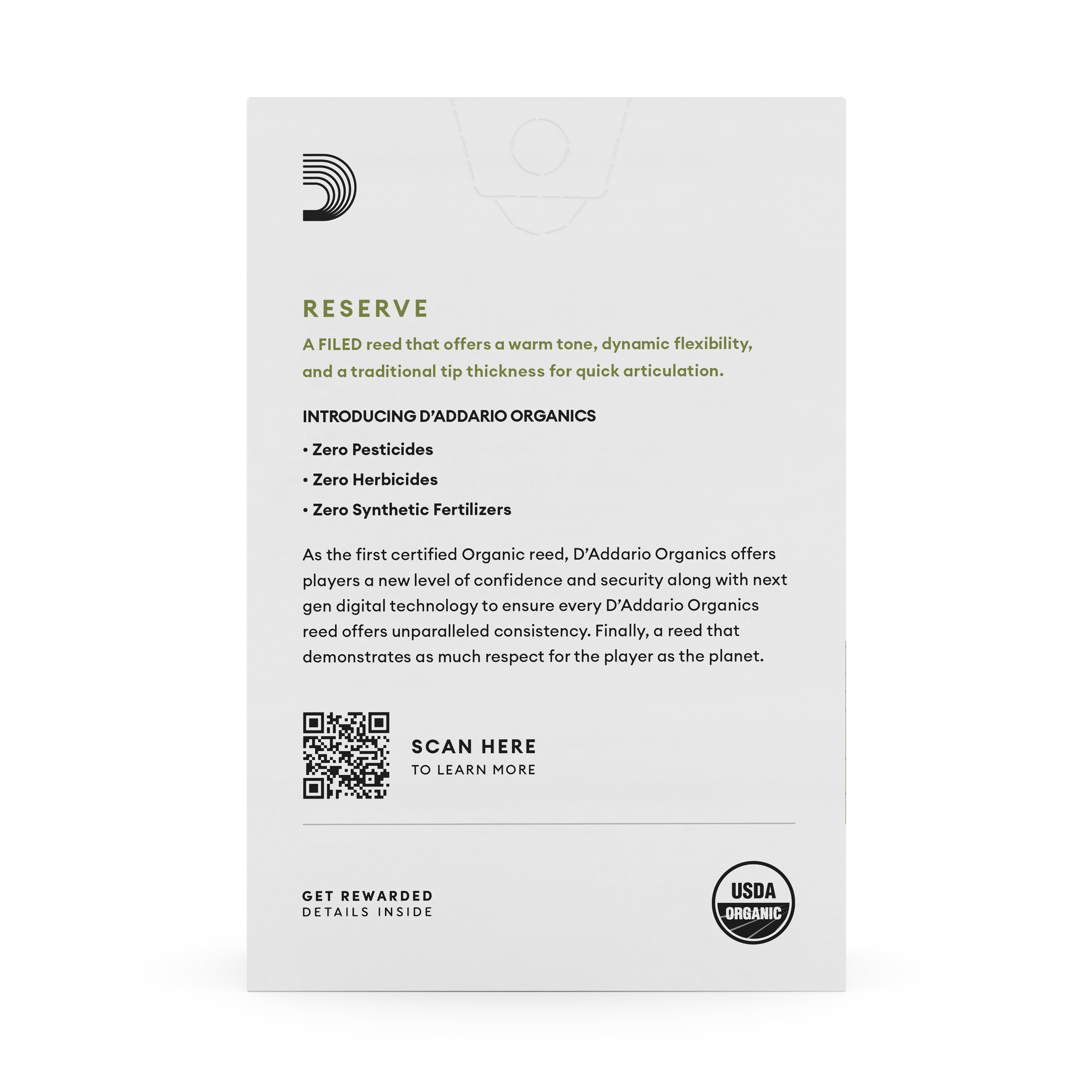 D'Addario Organic Reserve Soprano Saxophone Reeds, Strength 4.0, 10-pack