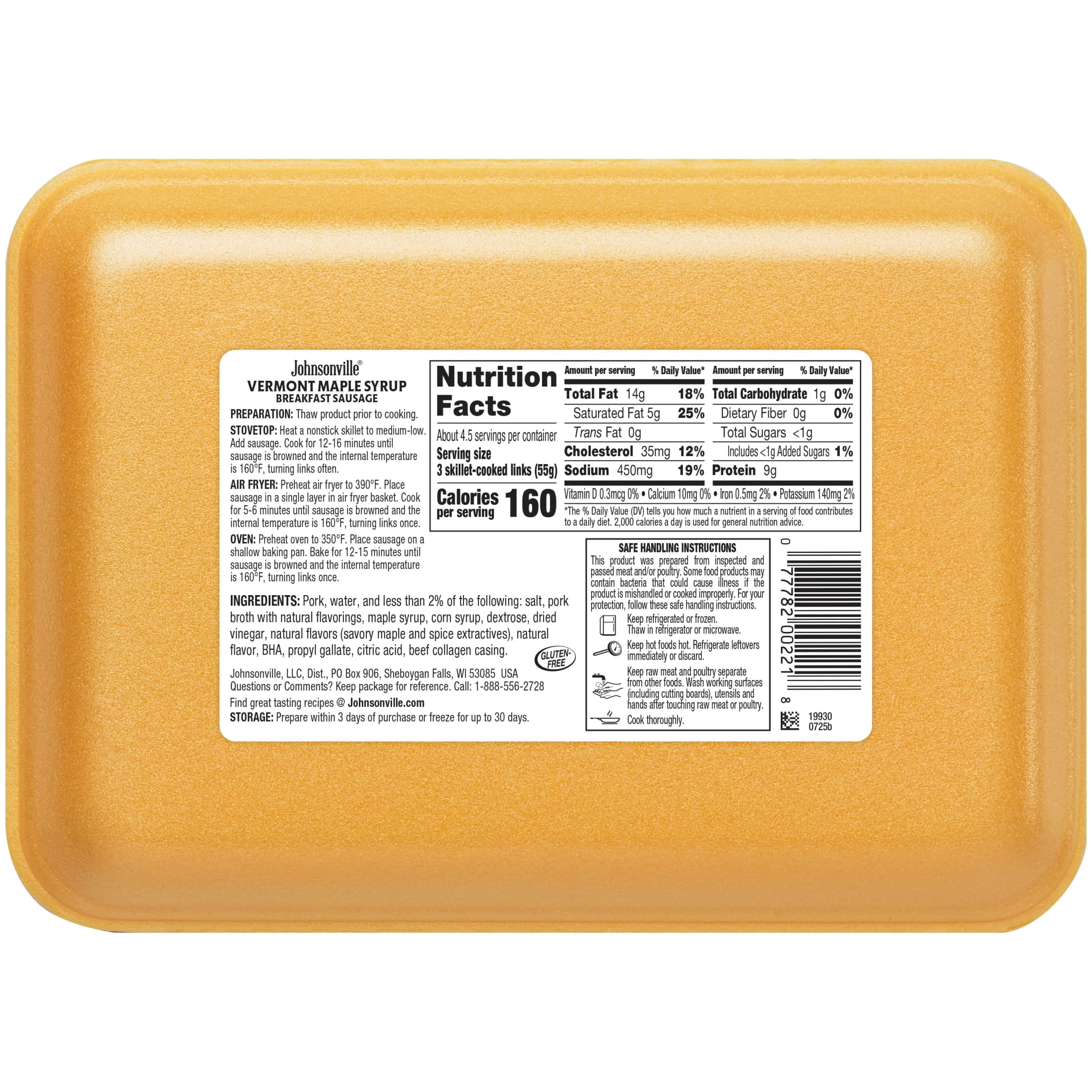 Johnsonville Vermont Maple Syrup Breakfast Sausage, 14 Links, 12 oz (Fresh)