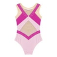 thumbnail image 6 of Alvivi Kids Girls Sparkling Sleeveless Leotard Gymnastics Mesh Splice Bodysuit Performance Costume Hot Pink 6, 6 of 7