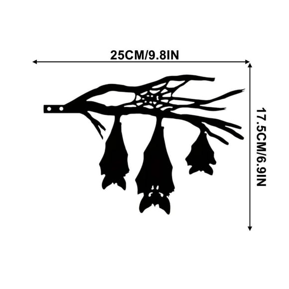 Qocolhg Halloween Decoration Outdoor Indoor, Iron Silhouette Bat Shaped Hanging Tree Stump Hollow Out Sculpture with Metal Embedded Garden Lawn Outdoor Decoration