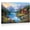 Frame-style, variant on Mountain Lake Canvas Wall Art Pictures Snow Capped Peaks Log Cabin Forest Trees Peaceful Nature Landscape Art Print for Living Room Bedroom Home Decor Decorations