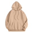thumbnail image 7 of Women's Crew Neck T-Shirt Winter Comfy Hooded Long Sleeve Bell One Shoulder Drawstring Graphic Casual Polyester Sweatshirts Hoodies(Khaki,XXL), 7 of 7