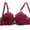 Wine, variant on Lace Plus Size Bra for Women V Neck Underwired Floral Bras Support Lift Breathable Everyday Bras with Adjustable Straps Black 95C