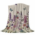 thumbnail image 6 of Purple Flowers Blanket Soft Cozy Warm Twin Blanket for Bed, Plush Fuzzy Flannel Fleece Blankets for Sofa, Spring Butterflies Lavender Daisy Beige Throw Blankets for Couch, Gifts for Men, 60"x80", 6 of 9
