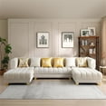 thumbnail image 3 of Bowery Hill Modern / Contemporary U-Shaped Velvet Sectional Sofa in Cream, 3 of 7