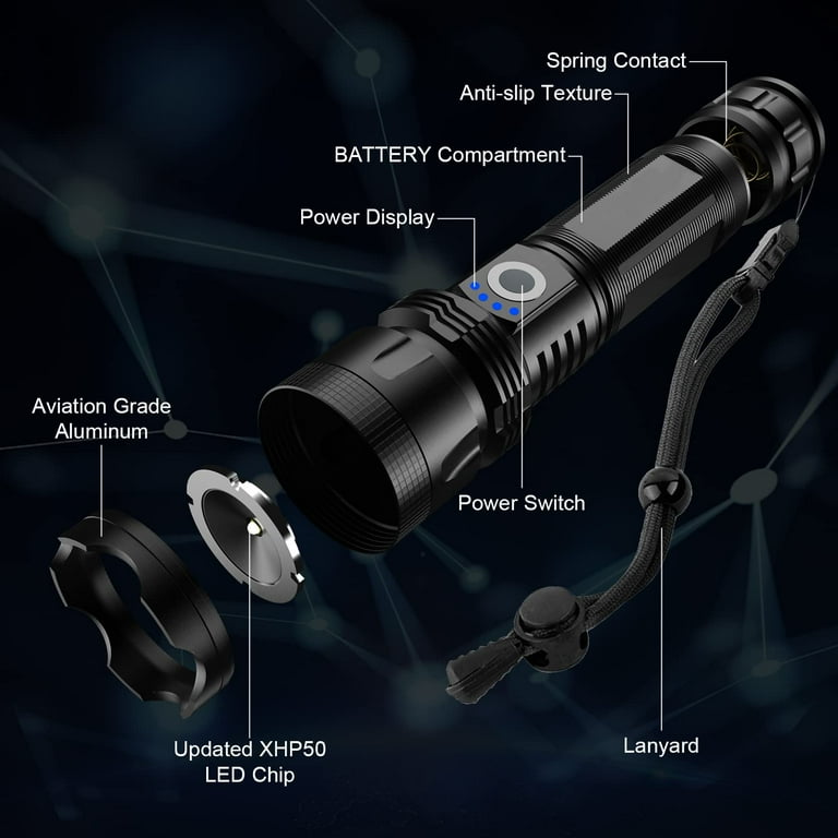 Maple Star 100000 Lumens LED Flashlight, USB Rechargeable Maple Star 100000 Lumens LED Flashlight, USB Rechargeable