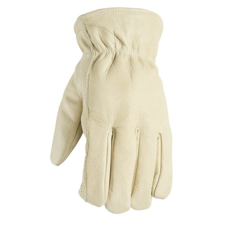 Leather Work Gloves with Reinforced Palm, Large (Wells Lamont 1130L)