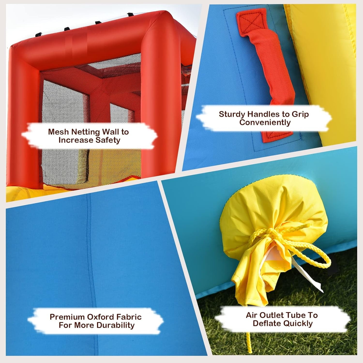 OLAKIDS Inflatable Water Slide, 7 in 1 Bounce House with 2 Slides, Climbing Wall, Splash Pool, Basketball Rim, Water Blaster, Outdoor Water Park with Carrying Bag, Repairing Kit, Hose