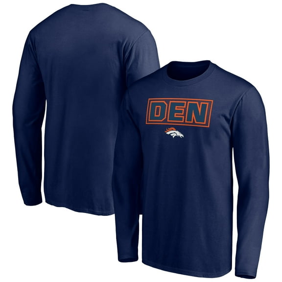 Men's Navy Denver Broncos Squad Throwbacks Long Sleeve T-Shirt