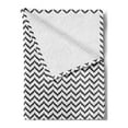 thumbnail image 2 of Herringbone Soft Flannel Fleece Throw Blanket, Zigzag Wavy Stripes Designed in Modern Style Lattice Pattern, Cozy Plush for Indoor and Outdoor Use, 50" x 60", Off White Charcoal Grey, by Ambesonne, 2 of 5