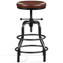 Alden Design Vintage Faux Leather Counter-Height Bar Stool, Adjustable, Brown