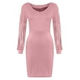 thumbnail image 4 of Tiqkatyck Sequin Dress Women Solid Sequined Stitching Shining Club Sheath Long Sleeved Mini Dress Dresses for Women 2023 Pink, 4 of 5