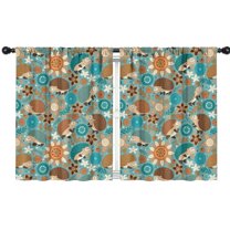 Blackout Kids Curtains,Green Hedgehog Pattern with Pioneer Flower Childrens Insulated Curtains Set Of 2,Bedroom Essentials,Toddler Room Decor 42"x54"(106x137cm)