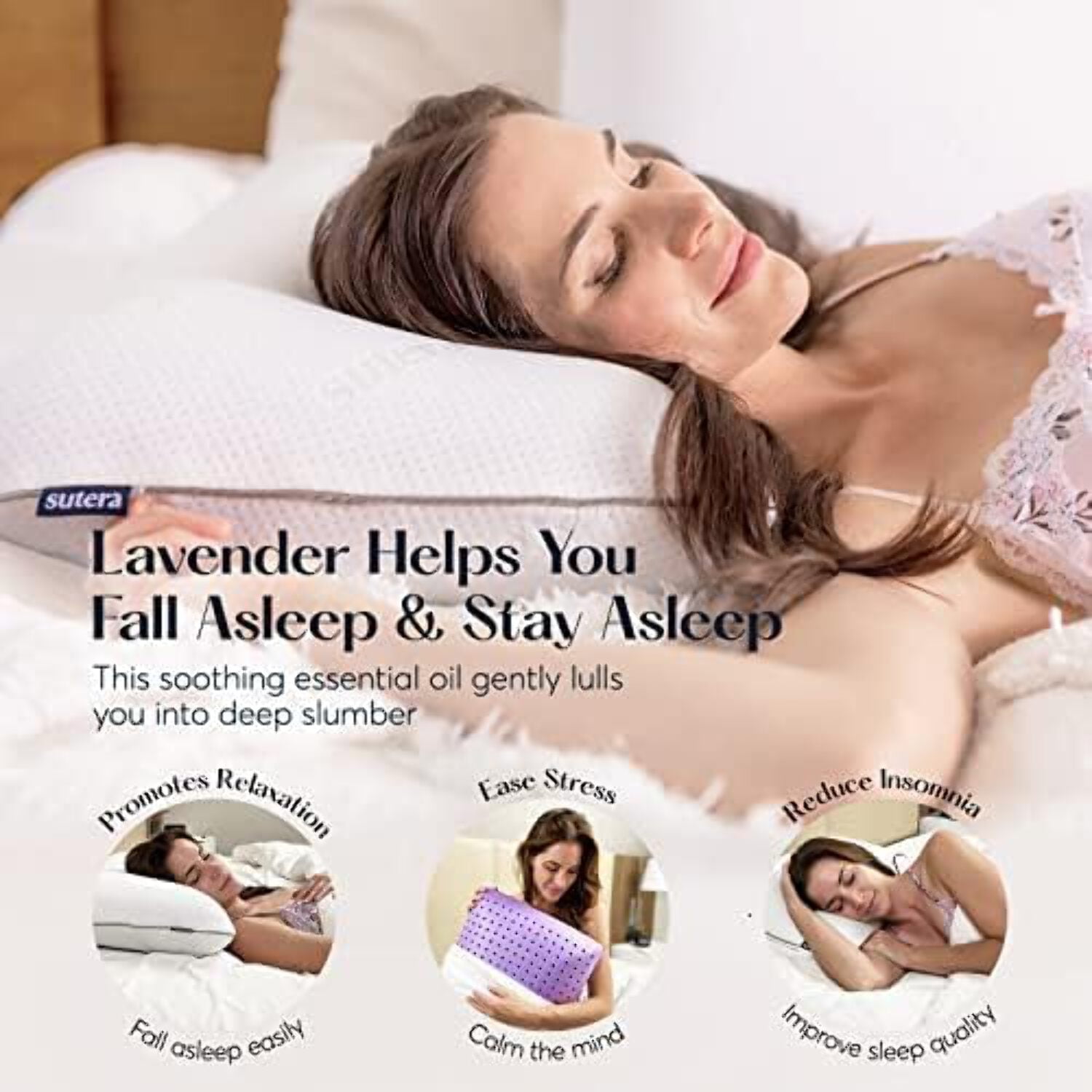 Sutera Plush Zen Bed Pillow, Lavender Scented Cooling Adaptive Memory Foam Queen