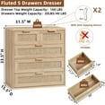 thumbnail image 2 of Leyaoyao 5 Drawer Dresser for Bedroom, Boho Wood Storage Cabinet with Embedded Handle,  Adult Vertical Chest of Drawers for Living Room, Guest Room, 2 of 8