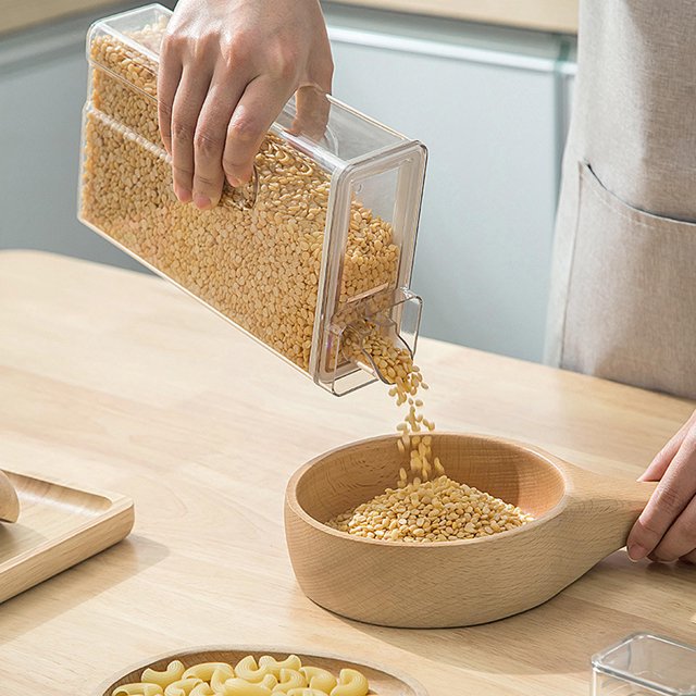 LIFKOME 1Pack Transparent Cereal Storage Container Food Storage Square Kitchen Canisters