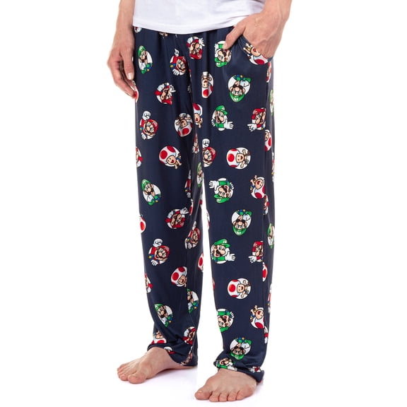 Super Mario Pajama Pants Men's AOP Mario Luigi Toad Character Porthole Pajamas Loungewear Sleepwear