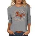 thumbnail image 3 of TaTaai Ladies 2026 New Year Graphic Print 3/4 Sleeve Blouse Round Neck Casual Top Holiday Celebration Festive Party Attire Gift, 3 of 5