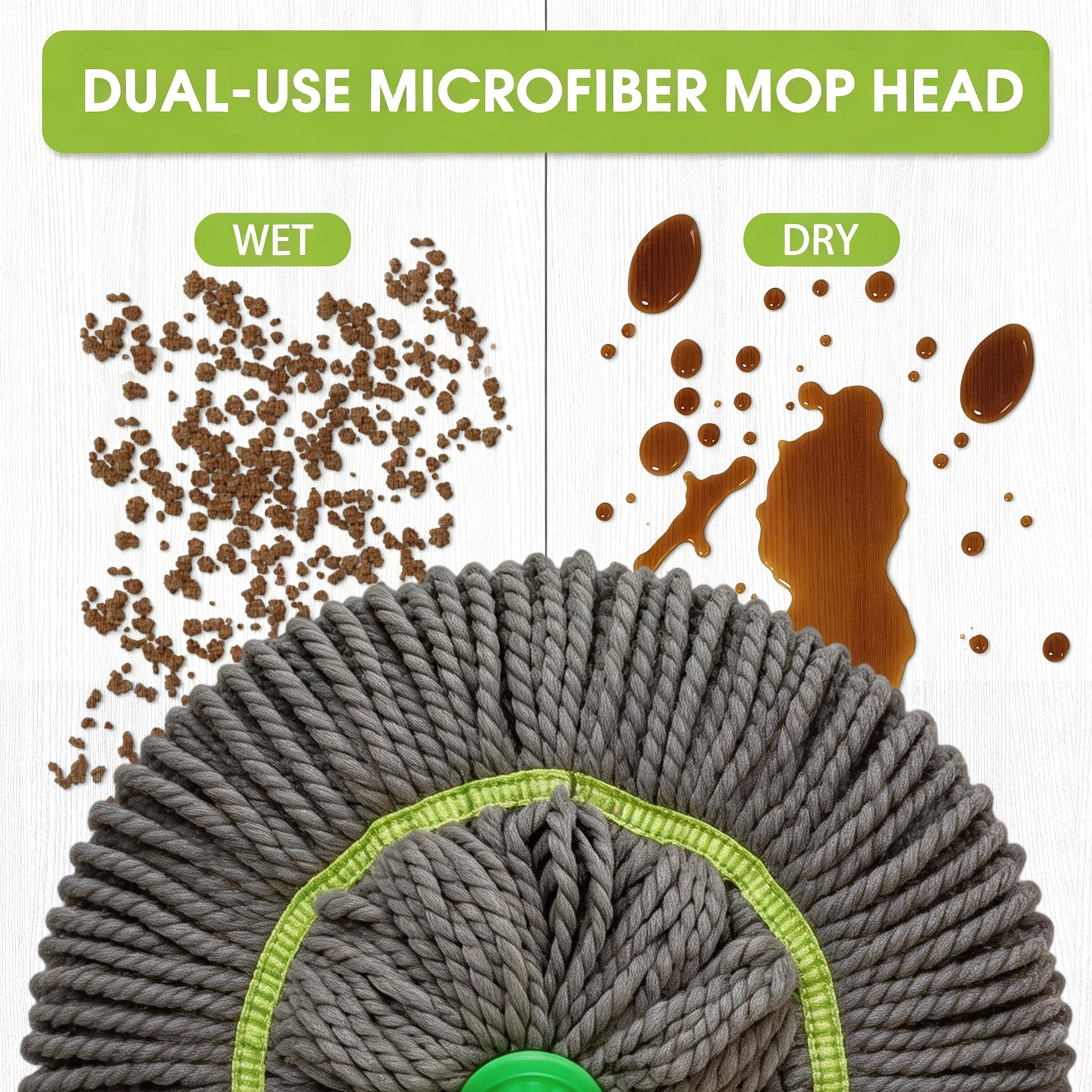 GARITIN Self-Wringing Twist Mop, Microfiber Floor Mop for Household Cleaning, Green