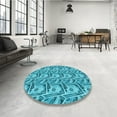 thumbnail image 3 of Ahgly Company Indoor Square Patterned Dark Cyan Green Area Rugs, 8' Square, 3 of 6