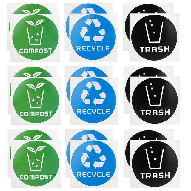 Pegatina de Basura al Aire Libre, Calcomanía de Calcomanía Redonda de Calcomanía, Pegatina de Basura 60pcs/Set Reciclaje de Reciclaje de Reciclaje de Reciclaje para Botes de