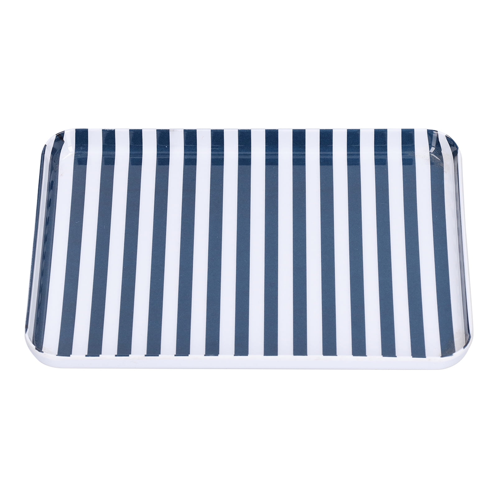 Yajisi Fruit Tray Blue White Stripe Melamine Safe Environmentally Friendly Colourfast Dessert Platter for Restaurant, 9.45 inches / 24 cm