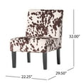 thumbnail image 3 of GDF Studio Abner Contemporary Upholstered Slipper Chairs, Set of 2, Brown Cow Print Velvet and Matte Black, 3 of 11