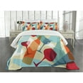 thumbnail image 3 of Ambesonne Wine Quilted Bedspread Set 3 Pcs, Modern Colorful Art, Queen Size, Pale Blue Ruby Orange, 3 of 5