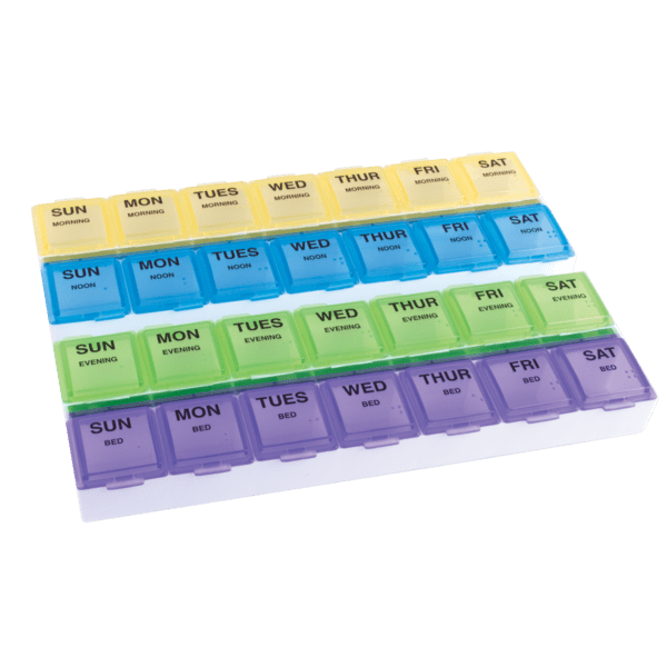 Ezy Dose Weekly (7-Day) Pill Organizer, 4 Times a Day, Large Compartments (Large)