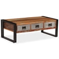 thumbnail image 1 of vidaXL Coffee Table with 3 Drawers Solid Reclaimed Wood 100x50x35 cm, 1 of 5