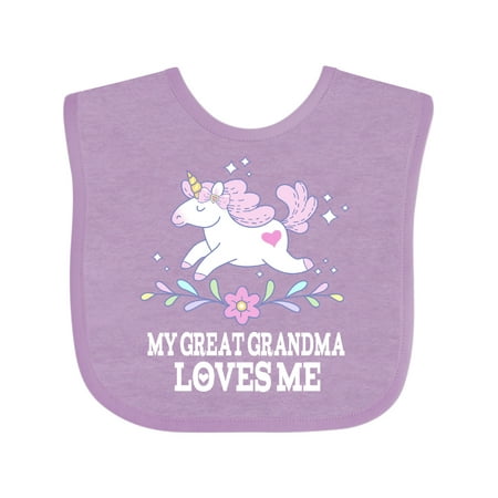 

Inktastic My Great Grandma Loves Me Unicorn Gift Baby Girl Bib