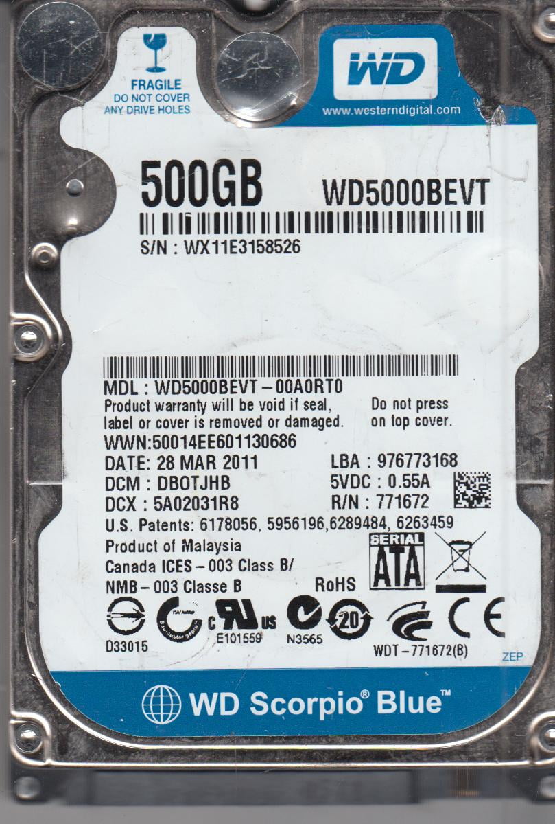 HANTJAB Western Digital WD5000BPKT-22PK4T0 500GB DCM 