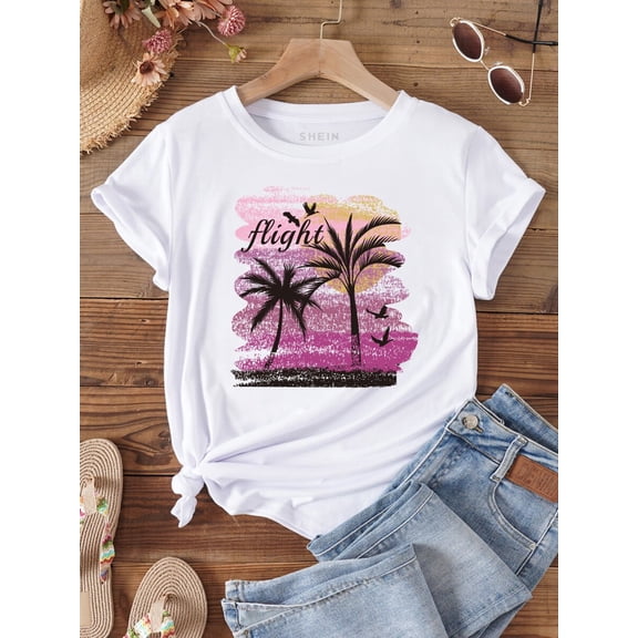Palm Tree & Letter Graphic Tee