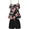 thumbnail image 3 of Women's Plus Size Swimsuits, Womens Tankini Swimsuits Ruffled Tank Top Oversized Floral Printed Modest Swimwear High Waisted Bikini with Shorts M-4XL Womens Swimsuits, 3 of 4