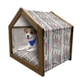 thumbnail image 1 of Abstract Pet House, Colorful Graphic Pattern of Various Stripes Vintage Creative Composition Grungy, Outdoor & Indoor Portable Dog Kennel with Pillow and Cover, 5 Sizes, Multicolor, by Ambesonne, 1 of 5