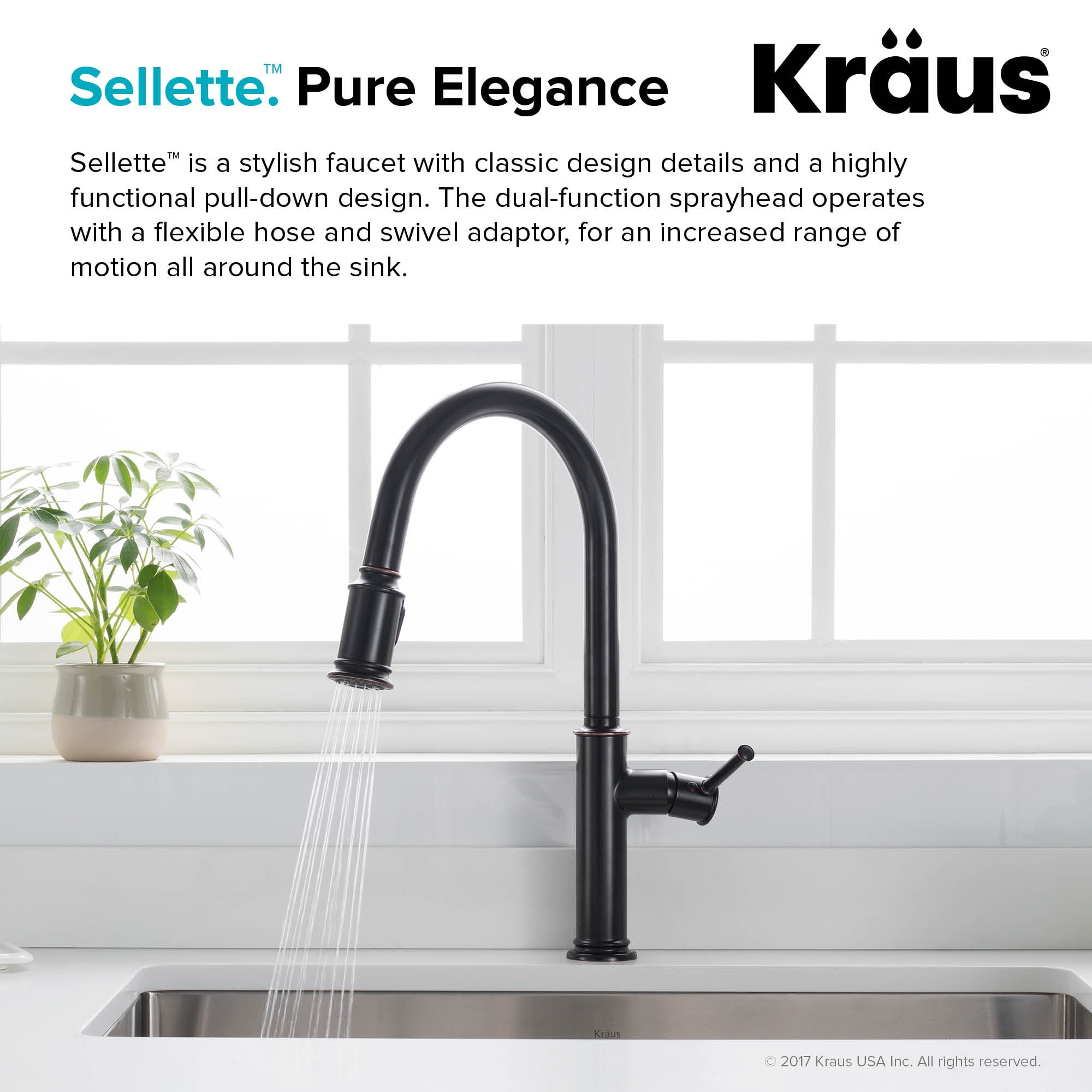 KRAUS Sellette Single Handle Pull Down Kitchen Faucet and Deck Plate in Oil Rubbed Bronze Finish