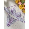 thumbnail image 3 of Lavender Floral Embroidered Satin Push-up Lingerie Set (PURPLE, L), 3 of 3