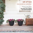 thumbnail image 5 of Alpine Corporation 15" x 12" Stone-Look Planters with Drainage Holes, Black, Set of 2, 5 of 13