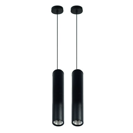 

2X Black Minimalist Cafe Chandeliers Warm White LED Restaurant COB Spotlights Cylindrical Mounted Chandelier