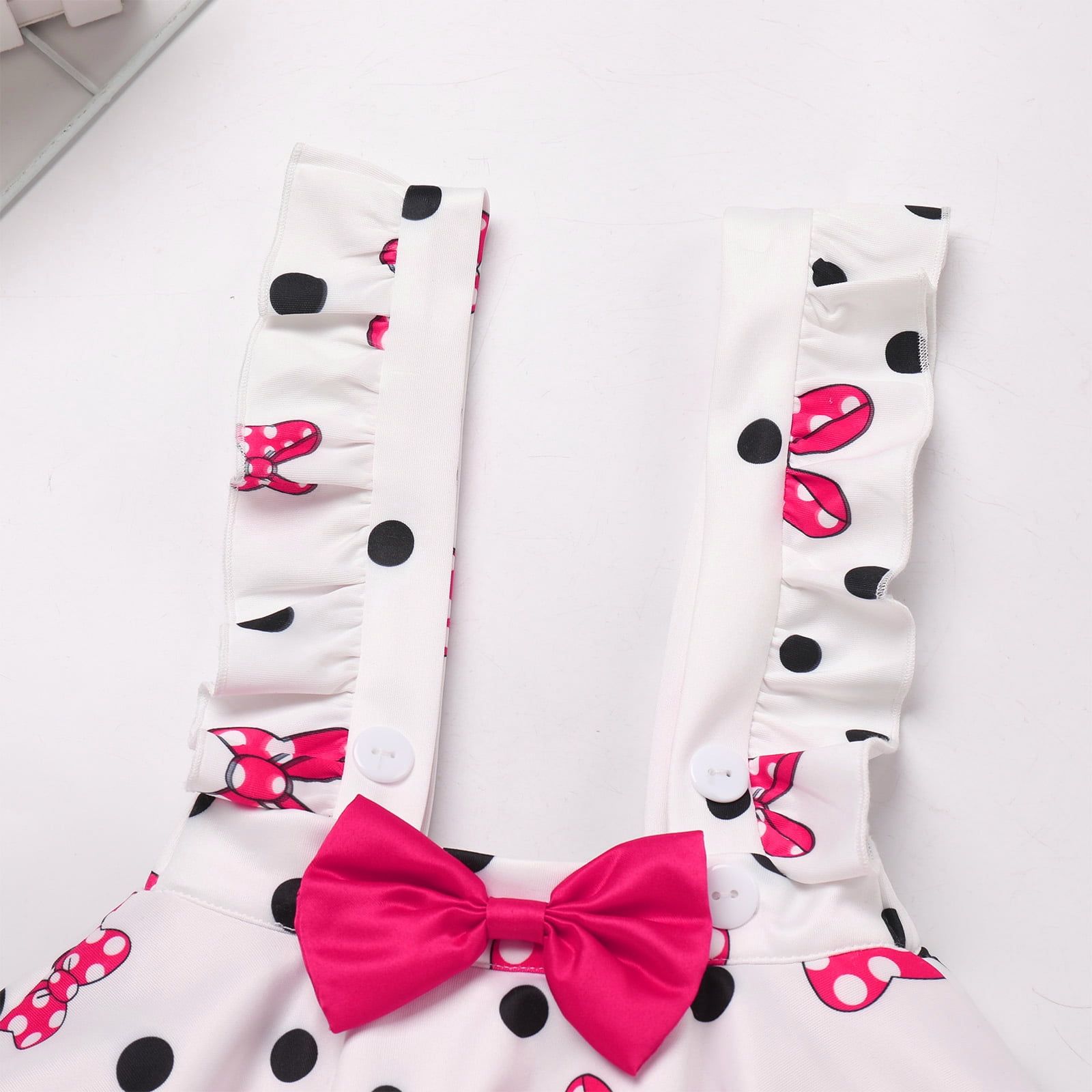 IBTOM CASTLE Toddler Baby Girls Mouse Birthday Outfit Short Sleeve Pullover T-shirt Suspender Skirt with Headband Cake Smash Casual Outfits 3-4 Years Black + Hot Pink