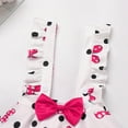 thumbnail image 5 of IBTOM CASTLE Toddler Baby Girls Mouse Birthday Outfit Short Sleeve Pullover T-shirt Suspender Skirt with Headband Cake Smash Casual Outfits 2-3 Years Black + Hot Pink, 5 of 8