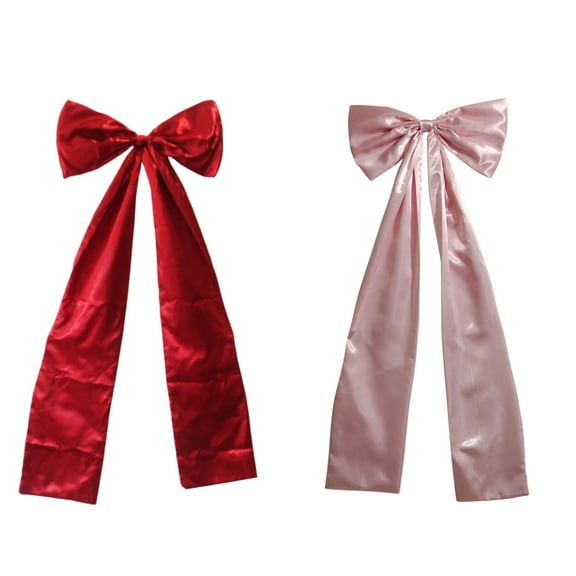 Christmas Decorations - Large Pink & Red Satin Bow for Xmas Tree, 19" x 35" Ribbon Bow for Christmas Tree Topper, Christmas Ornament, Christmas Tree Decorations, Bow Tree Topper for Merry Christmas