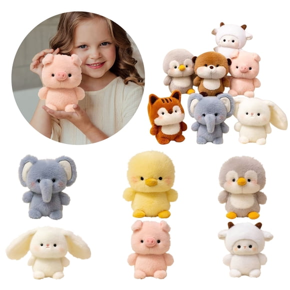 Jkkant Ensemble de 4 Mini Animaux en Peluche, Ensemble de Jouets en Peluche de 6 Po (Mouton, Éléphant, Poulet, Panda), Mignons Cadeaux de Fête, Cadeau pour Enfants, Saint-Valentin, Pâques