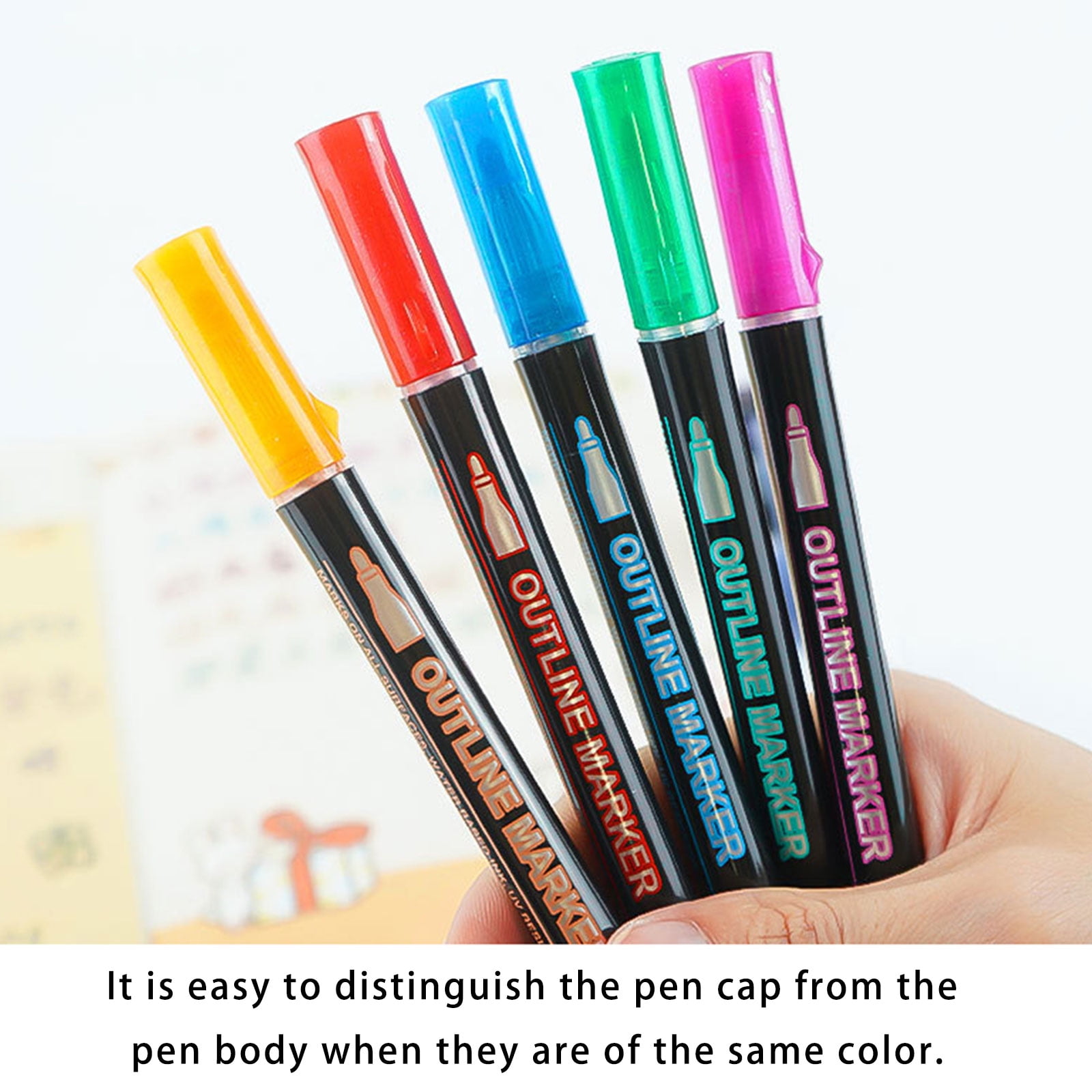 Marker Pen Smooth Flowi Double Line Glittering Gel Pen For Drawing Writing On Multiple Surfaces Fade Resistant Art Tools