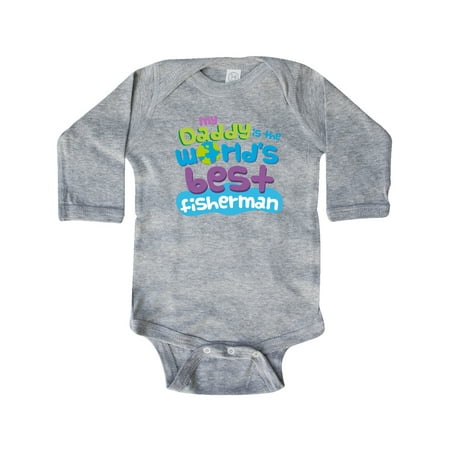 

Inktastic Fishing Worlds Best Fisherman Daddy Gift Baby Boy or Baby Girl Long Sleeve Bodysuit