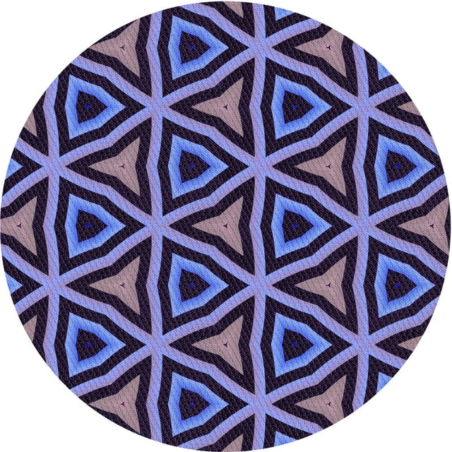 Ahgly Company Tapis Rond Lavable en Machine Intérieur Transitionnel Violet Foncé, 7 Pieds Rond