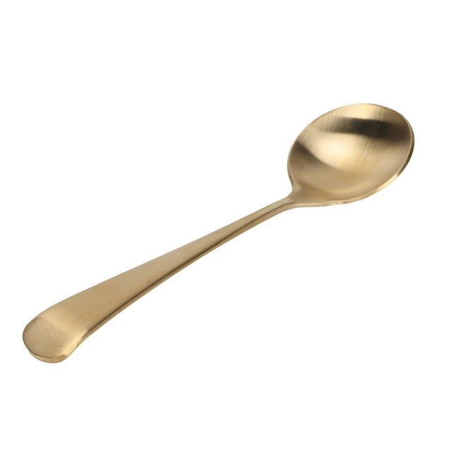 Fyearfly Cuchara de Oro Grueso Resistente a la corrosión, cucharas Redondas Simples Elegantes Resistentes al Calor para el hogar, Oficina, Accesorios de Cocina de Viaje