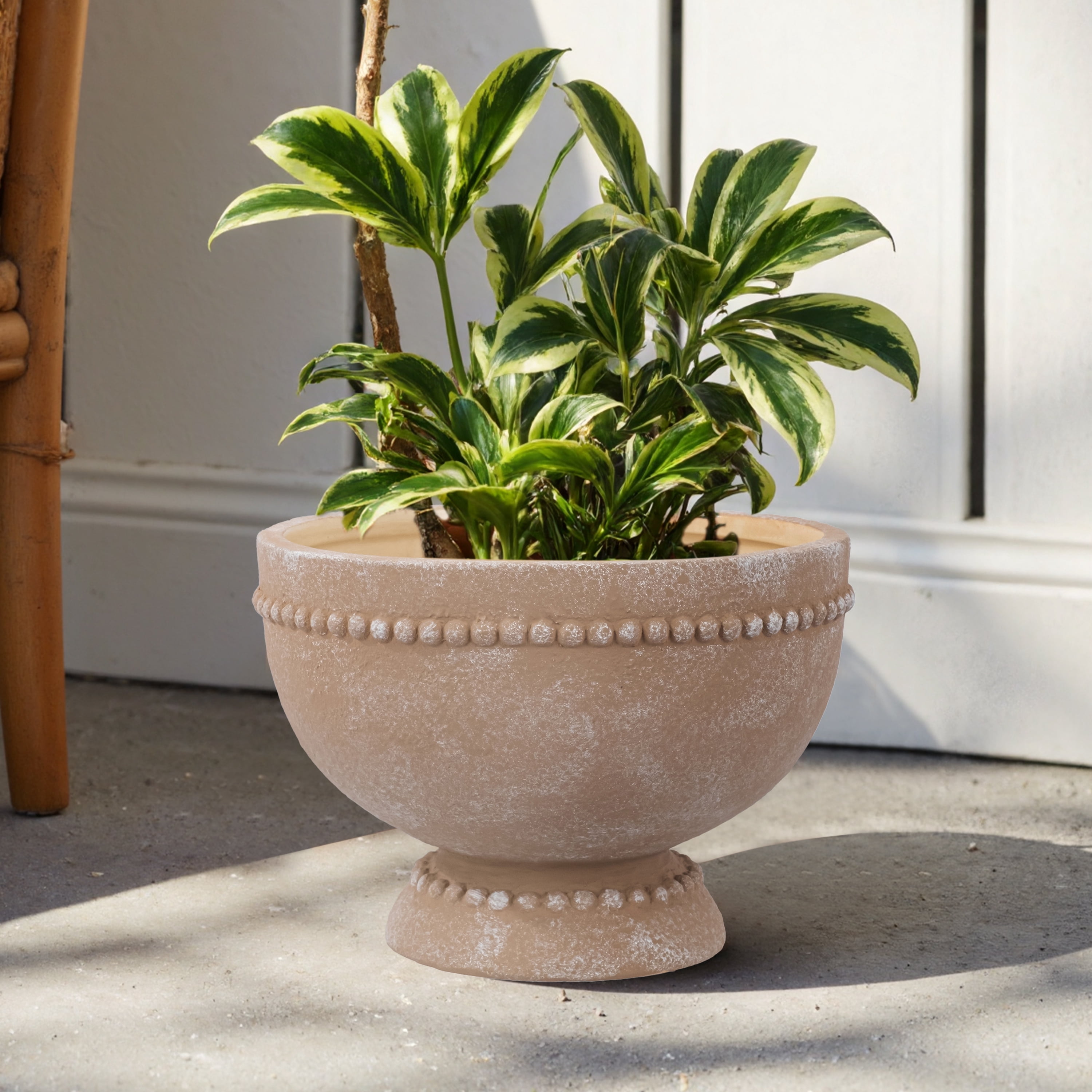 My Texas House 8" Dot Bowl Brown Ceramic Plant Pot 8.1" Diameter