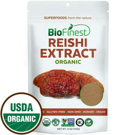 Biofinest Red Reishi Mushroom Extract Powder - 100% Ling Zhi (Ganoderma Lucidum) Superfood - USDA Certified Organic Raw Vegan Non-GMO - Boost Stamina Immunity - For Smoothie Beverage Blend (4