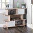 thumbnail image 2 of 3 Tier Wood Display Book Shelf Organizer Unit with 2 Cabinet Doors, Oak, 2 of 3